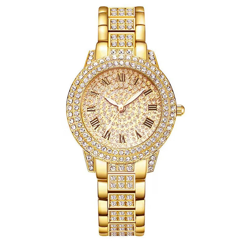 Women's Watches Fashion Original Quartz Wrist Watch for Ladies Roman Dial Dazzling Diamond Waterproof Luminous Luxury New Good Vibrations