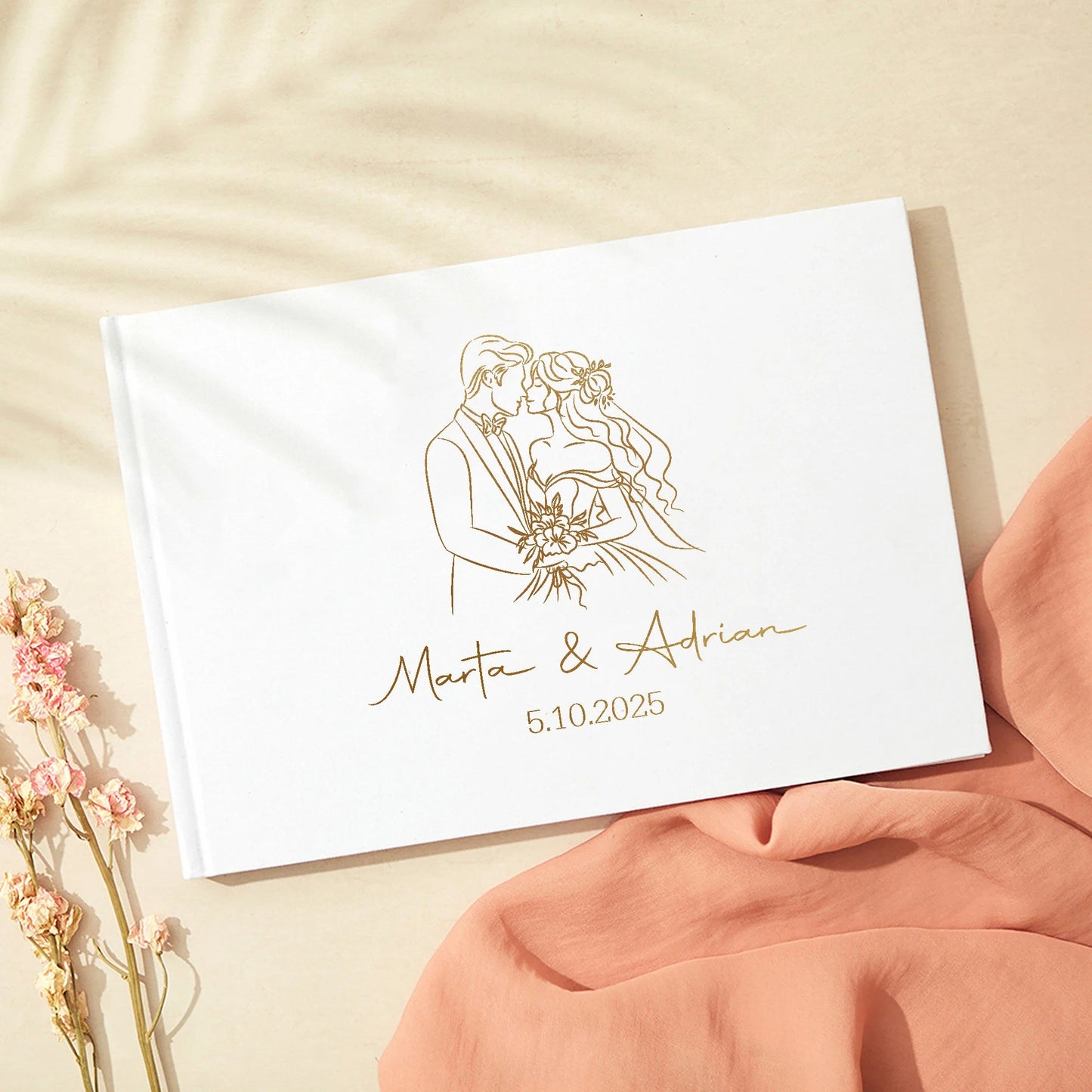 Personalized Guest Book for Wedding Noble Message Photo Album Simple Elegant Horizontal Wedding Reception Signing Book Good Vibrations