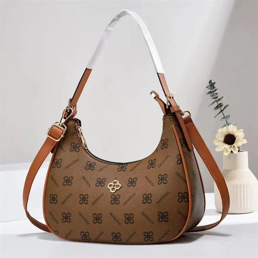 Elegant Leather Crossbody Messenger Bag - Unique Solid Color Commuter Purse with Retro Parisian Designer Details Good Vibrations