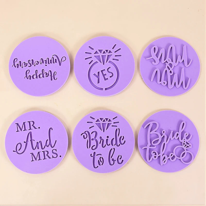 Bride To Be Mr Mrs Wedding Cookie Cutter Stamp Love Biscuit Embossed Mould Bridal Shower Party DIY Fondant Cake Decorating Tools Good Vibrations