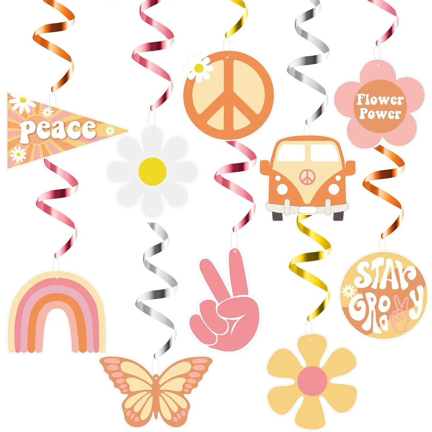 Hippie Party Cupcake Toppers Two Groovy Cupcake Dasiy Flower 60s Retro Boho Cake Decor for Hippie Two Groovy Theme 2nd Birthday Good Vibrations