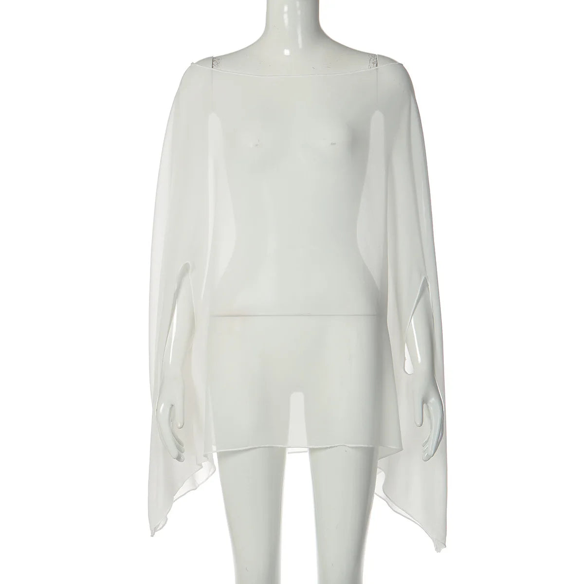 Woman Clothes See-through Chiffon Blouses Sexy Fashion Solid Cover-ups Ladies Elegant Night Club Tops White Black Streetwear Good Vibrations