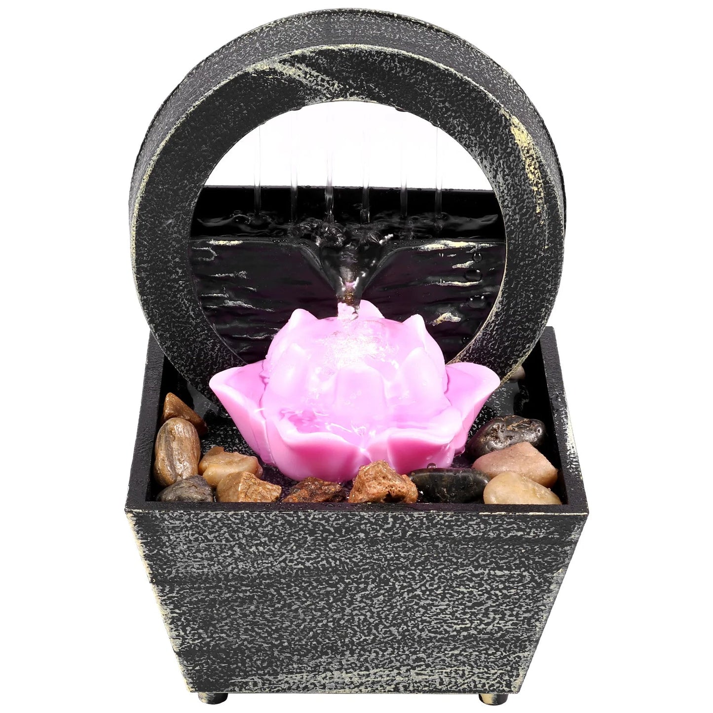 Desktop Water Fountain LED Indoor Decorative Fountain Creative Craft Home Decor Small Waterfall Fountains Zen Meditation Fountai Good Vibrations Adult Super Store