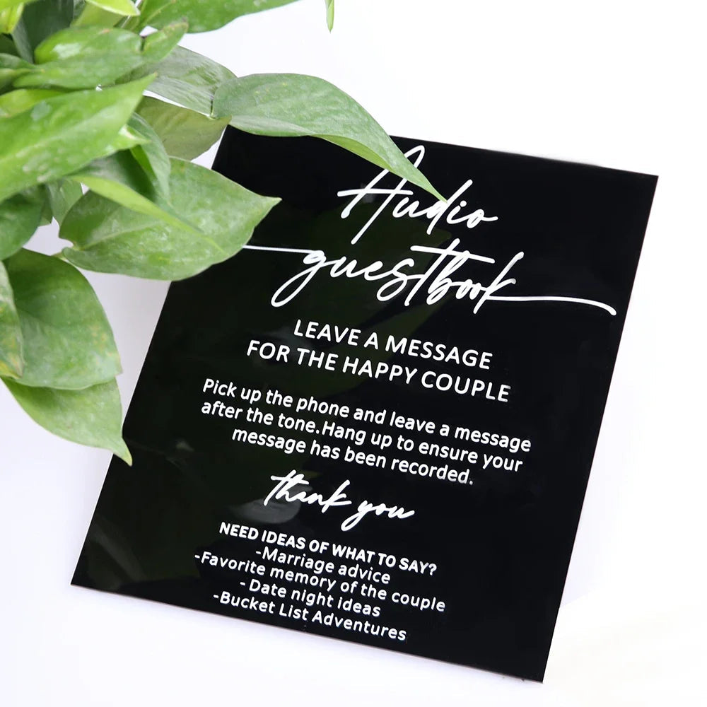 Audio Guestbook Pick Up The Phone Leave A Message For The Newlyweds Clear Glass Look Acrylic Wedding Sign, Guest Book Lucite Good Vibrations