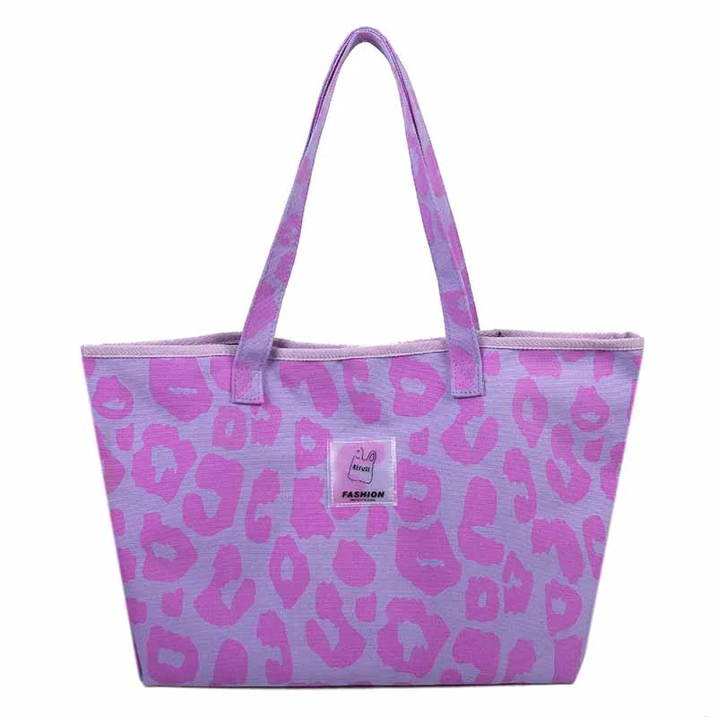 Designer Women's Shoulder Bags Brand Handbags Fashion Large Capacity Leopard Canvas Bags Luxury Shopping Tote Bag Female Purses Good Vibrations