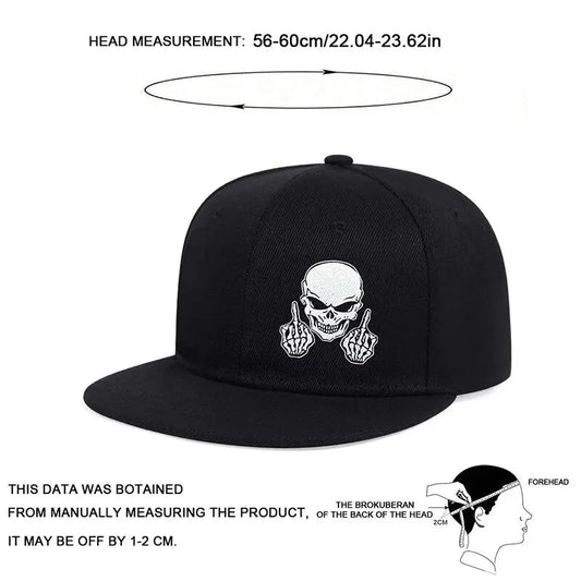 Unisex Skeleton Finger Embroidery Hip-hop Hats Spring Autumn Outdoor Adjustable Casual Baseball Caps Sunscreen Hat Good Vibrations