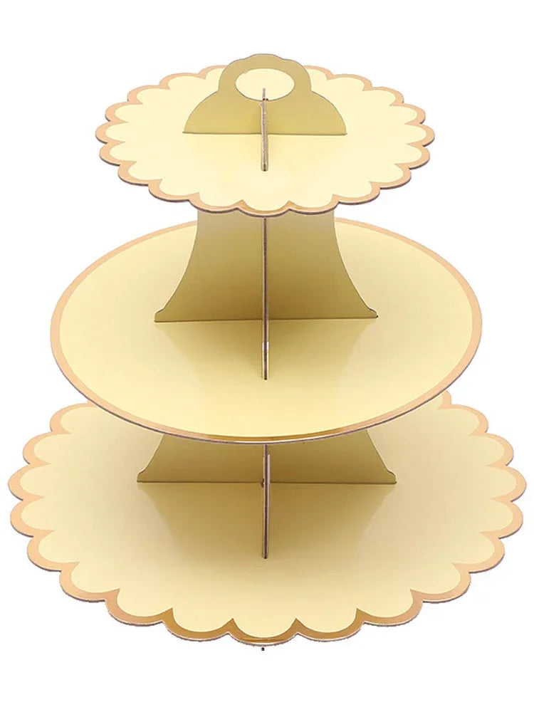 3-Layer Cake Stand Afternoon Tea Wedding Plate Party Tableware Disposable Birthday Tower Suitable for Wedding Good Vibrations