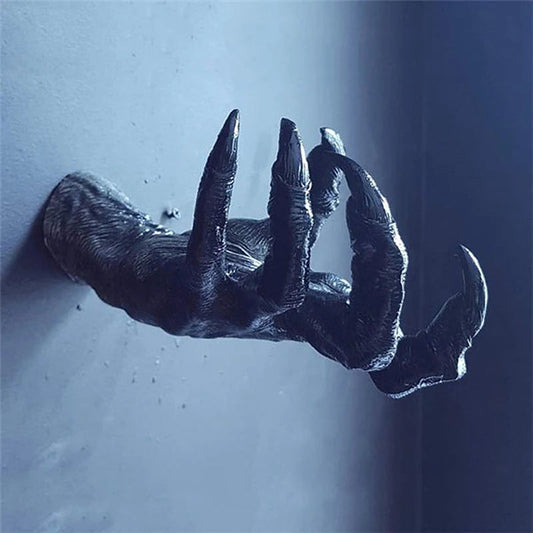 Halloween Gothic Witch Hand Statue Home Wall Keys Jewelry Hanger Resin Sculpture Halloween Party Decoration Horror Props DIY Art Good Vibrations
