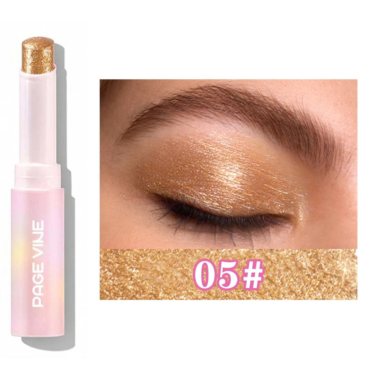 Jelly Eyeshadow Highlight Stick, Glitter Shimmer Long-Lasting High Pigment, Valentine's Day Party Beach Travel Holiday Good Vibrations