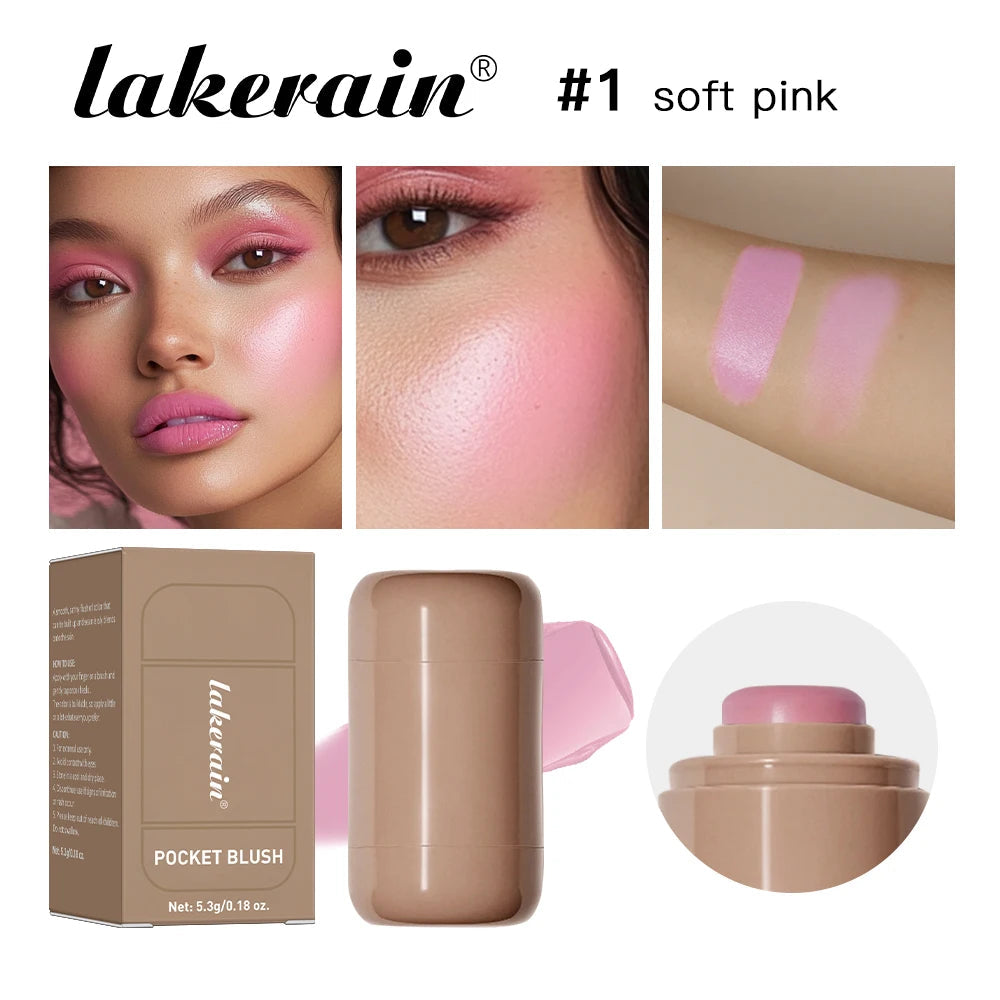 Lakerain 3in1 Cheek Lip Tinted Moistured Blush Stick Waterproof Easy Color Rouge Silky Smooth Blusher Cream Matte Contour Makeup Good Vibrations