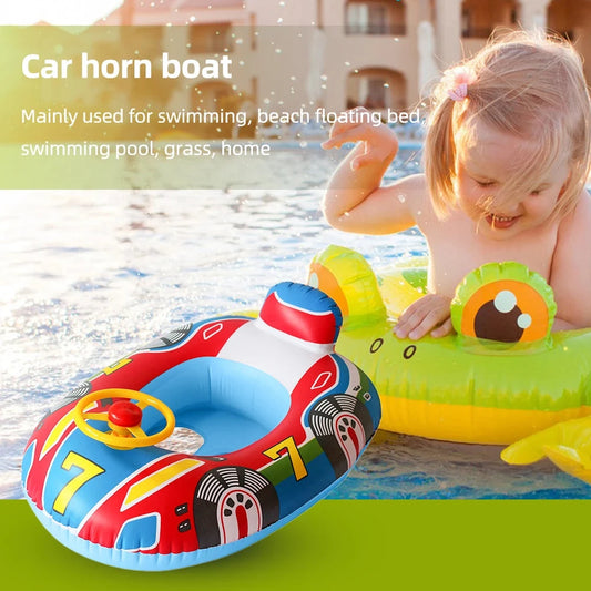 Inflatable Car Horn Boat Children's Swimming Seat - Fun and Tear-resistant Water Toy for Beach and Pool Party Good Vibrations