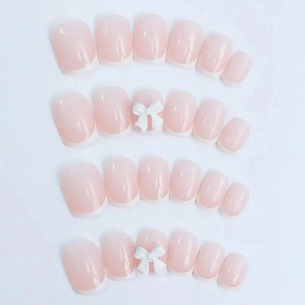 Waterproof Wearable Manicure French Fake Nails Square Head Full Cover Press on Nails False Nail Girl Good Vibrations