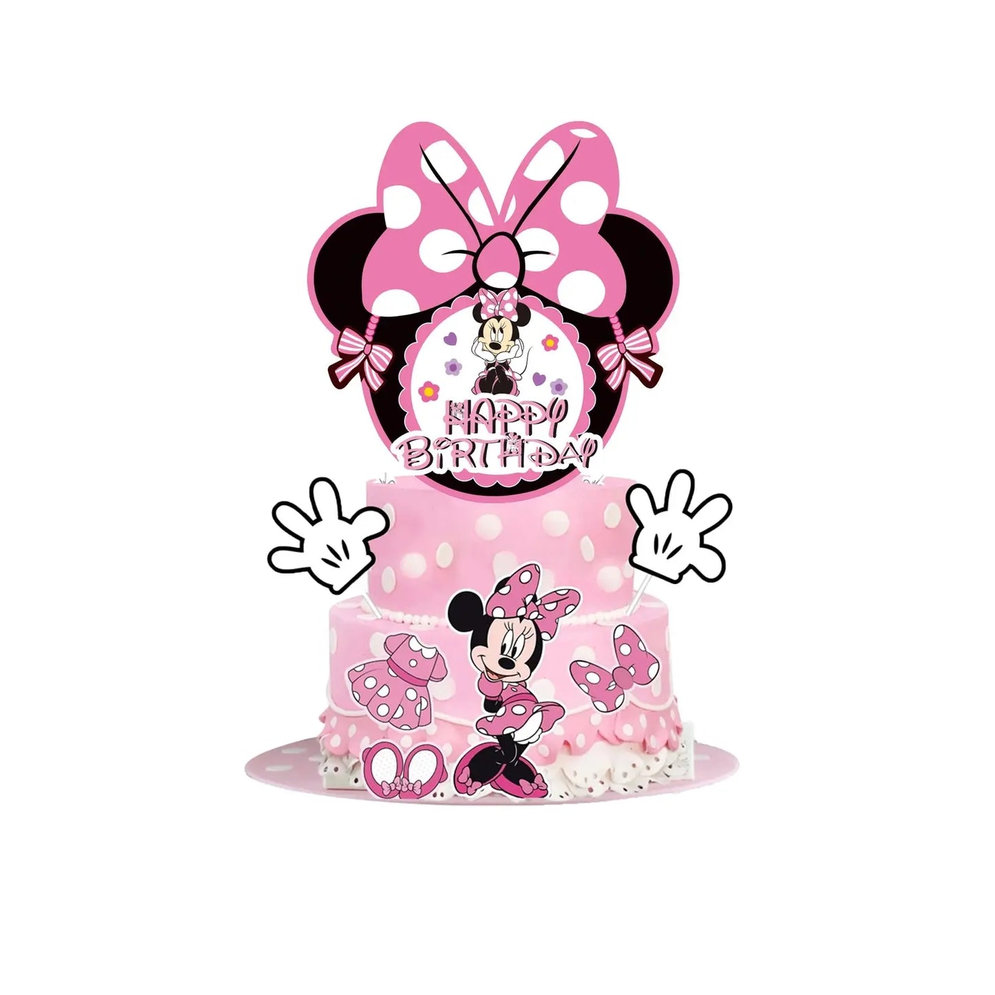 Minnie Cake Topper、Cupcake Toppers ,Minnie Birthday Decorations,Theme Party Supplies, Minnie Birthday Cake Decorations Good Vibrations