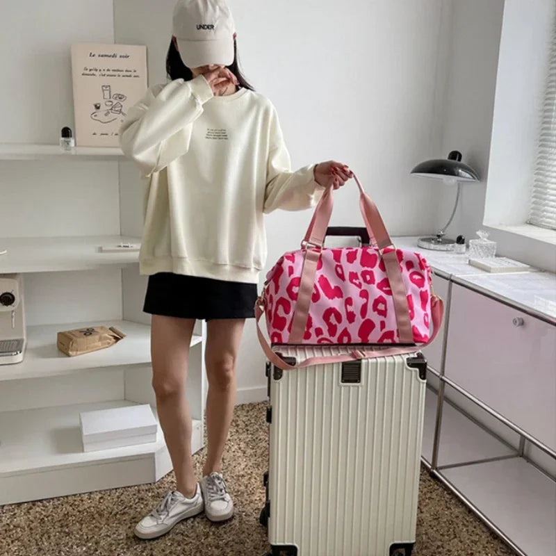 Women Travel Bags Duffle Shoulder Bag Large Multi-functional for Girls Female Big Capacity Sports Storage Fitness Handbag Good Vibrations