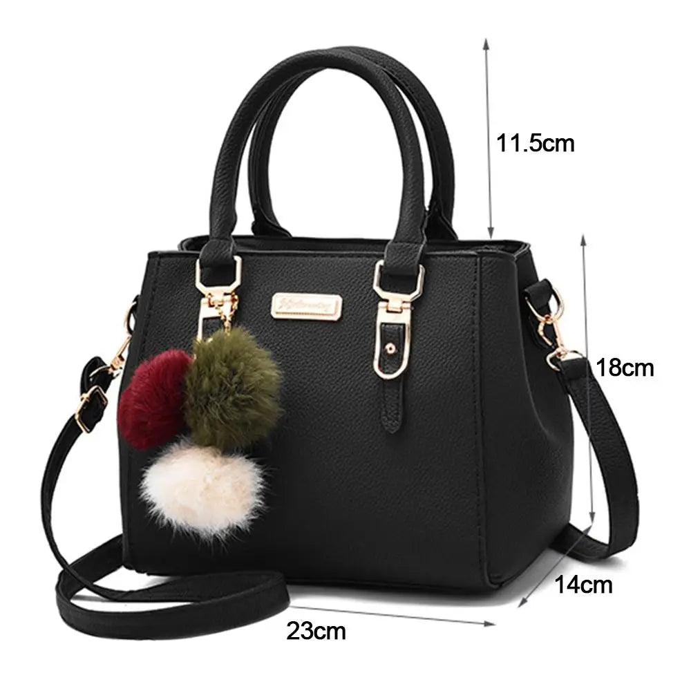 PU Leather Ladies HandBags Women Vintage Purse Plush Tassel Messenger Bags Tote Boston Shoulder Crossbody Bag Large Capacity Good Vibrations