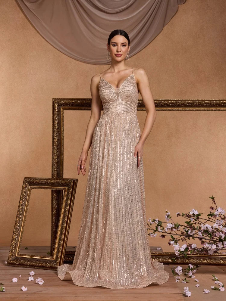 Elegant Sexy Backless Sequins Evening Dress Long 2025 Mermaid Formal Gown Women Wedding Party Dresses Caicktail Graduation Prom Good Vibrations