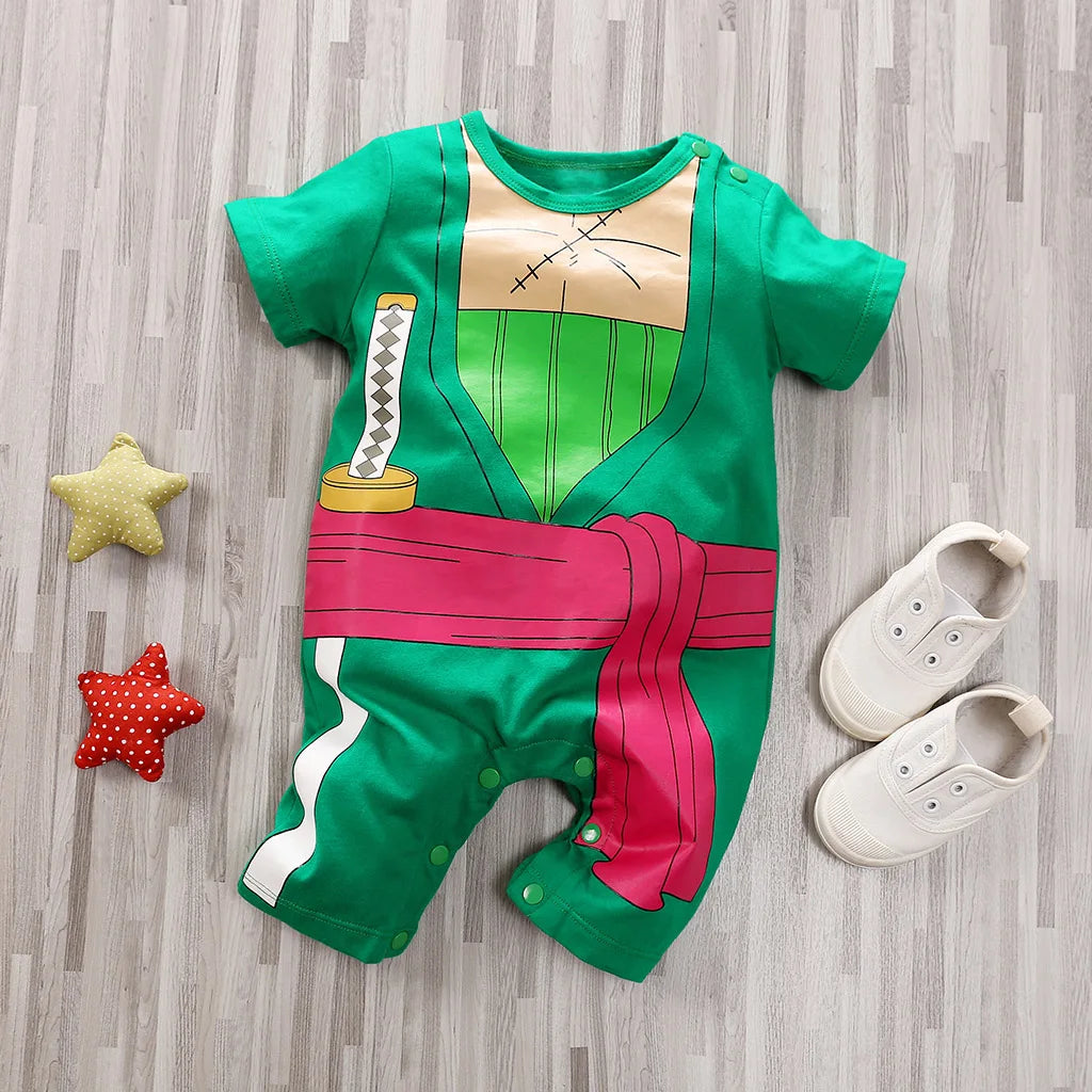 Newborn Clothing Handsome Anime Role Play Cotton Comfortable Soft Boys And Girls 0-18 Summer Short Sleeved Baby Jumpsuit Good Vibrations