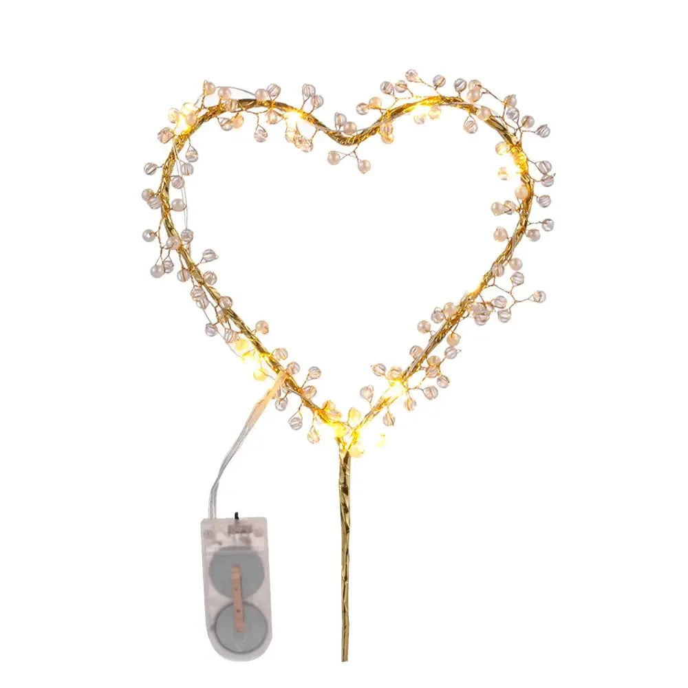 Heart Shape LED Pearl Cake Toppers Baby Happy Birthday Cupcakes Party Decoration Cake Decorating Tool Good Vibrations