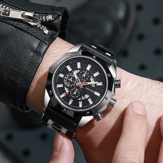 Fashion Business Men Watch Top Brand High Quality Auto Date Big Dial Silicone Strap Sports Quartz Watches For Him Gifts Good Vibrations