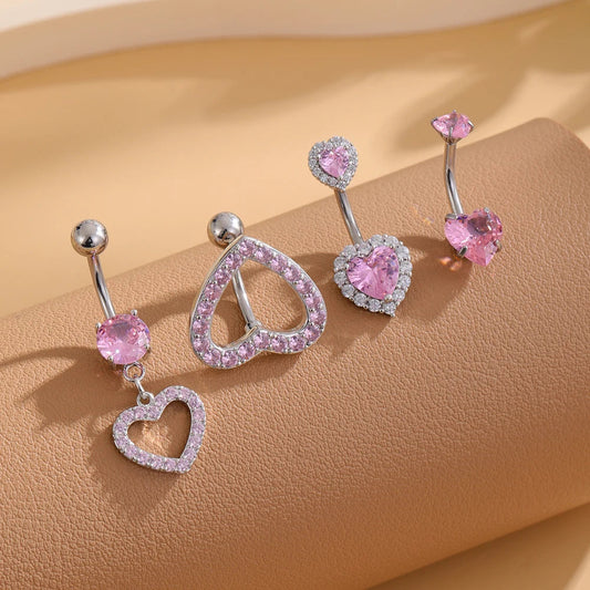 3-5pcs/Lot Belly Button Ring Sets Heart Butterfly Flower Dangled Belly Piercing Nombril 14G Curved Navel Rings Jewelry for Women Good Vibrations Adult Super Store