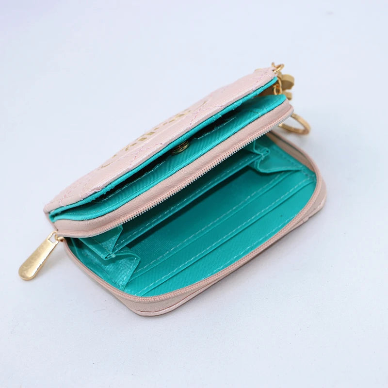Cute Dolls Walle PU cute cartoon student zipper handbag multi-card folding daily pocket walle Good Vibrations
