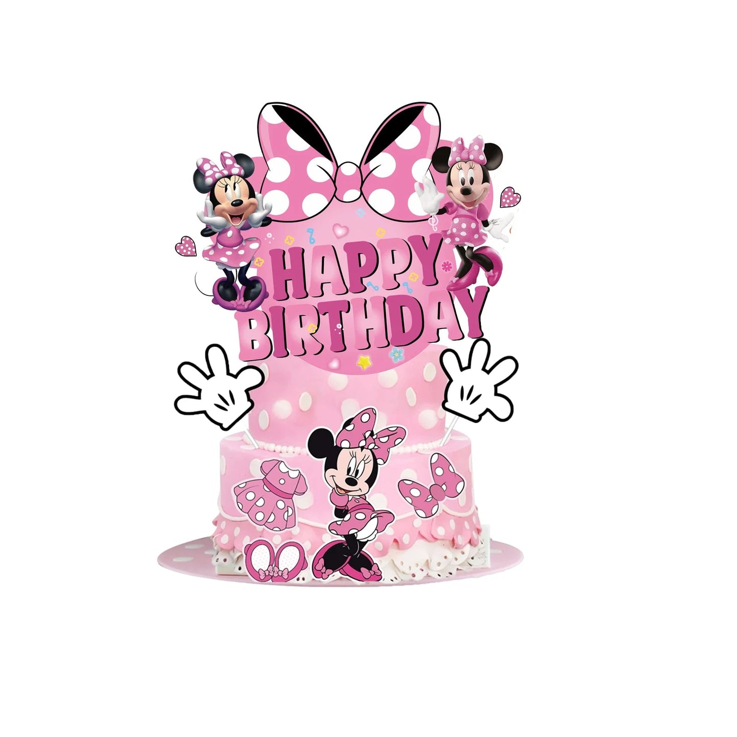 Minnie Cake Topper、Cupcake Toppers ,Minnie Birthday Decorations,Theme Party Supplies, Minnie Birthday Cake Decorations Good Vibrations