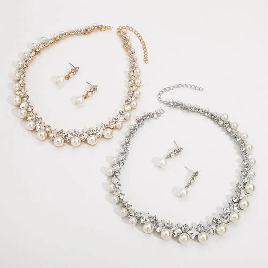 Graceful Sparkling Pearl Jewelry Set Elegant Exquisite Pearl Necklace Women Jewelry Multi-layer Pearl Dangle Earrings Party Good Vibrations Adult Super Store