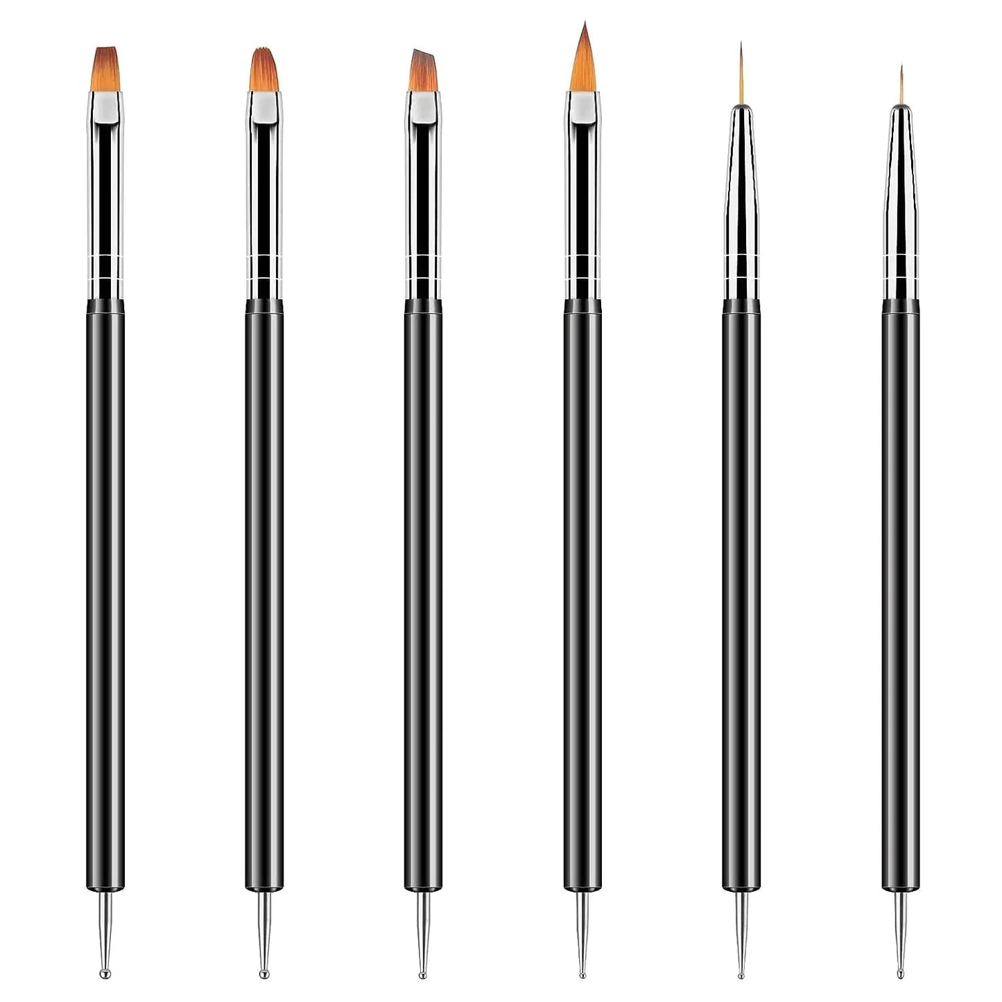 6/31Pcs Nail Art Brush Design Tip Painting Drawing Carving Dotting Pen FlatFan Liner Acrylic Gel UV Polish Manicure Tools Good Vibrations
