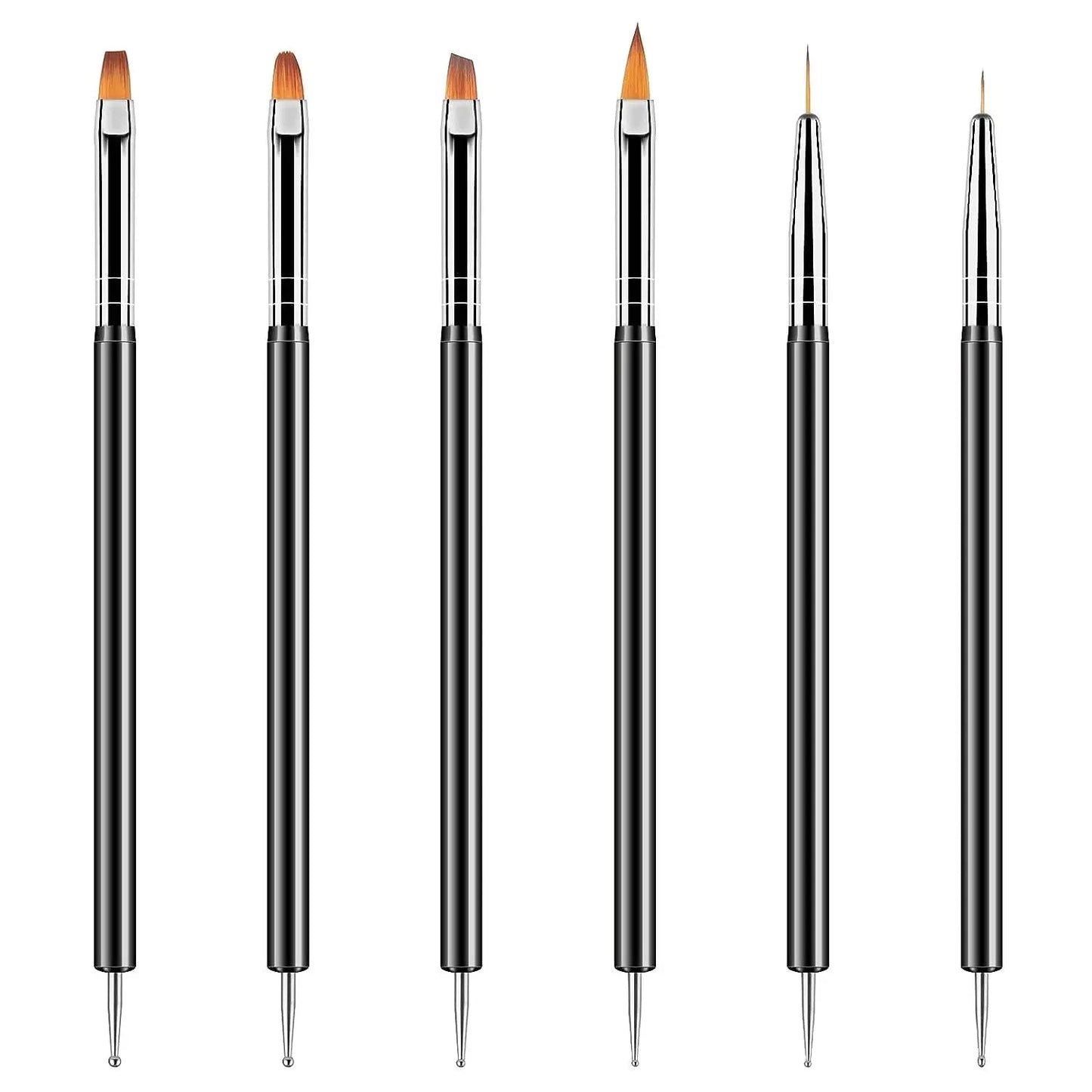 6/31Pcs Nail Art Brush Design Tip Painting Drawing Carving Dotting Pen FlatFan Liner Acrylic Gel UV Polish Manicure Tools Good Vibrations