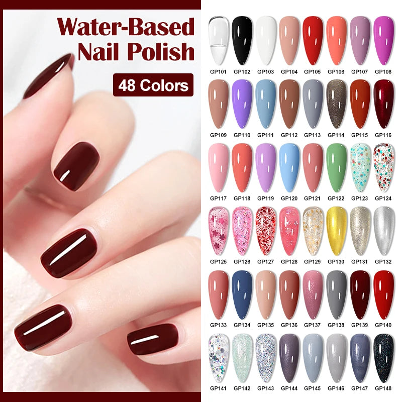 48 Colors Nail Polish Quick Dry No-bake Lasting Water-based Tearable Manicure Not Easy To Fade Semi-permanent Varnish Nail Art Good Vibrations
