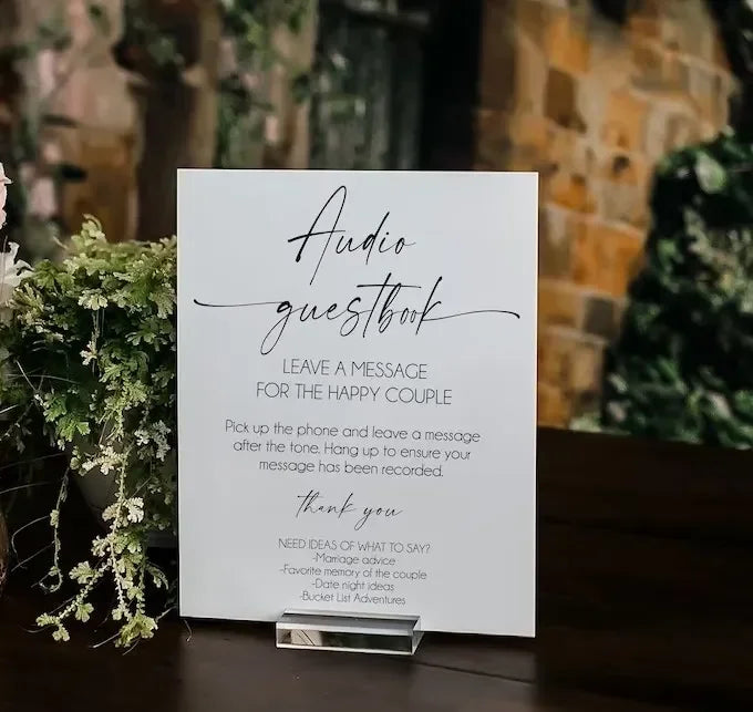 Audio Guestbook Pick Up The Phone Leave A Message For The Newlyweds Clear Glass Look Acrylic Wedding Sign, Guest Book Lucite Good Vibrations