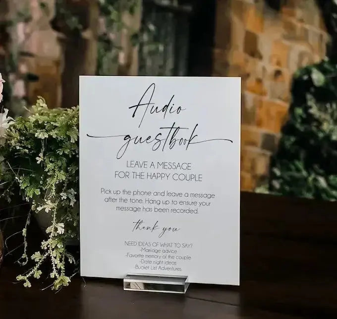 Audio Guestbook Pick Up The Phone Leave A Message For The Newlyweds Clear Glass Look Acrylic Wedding Sign, Guest Book Lucite Good Vibrations