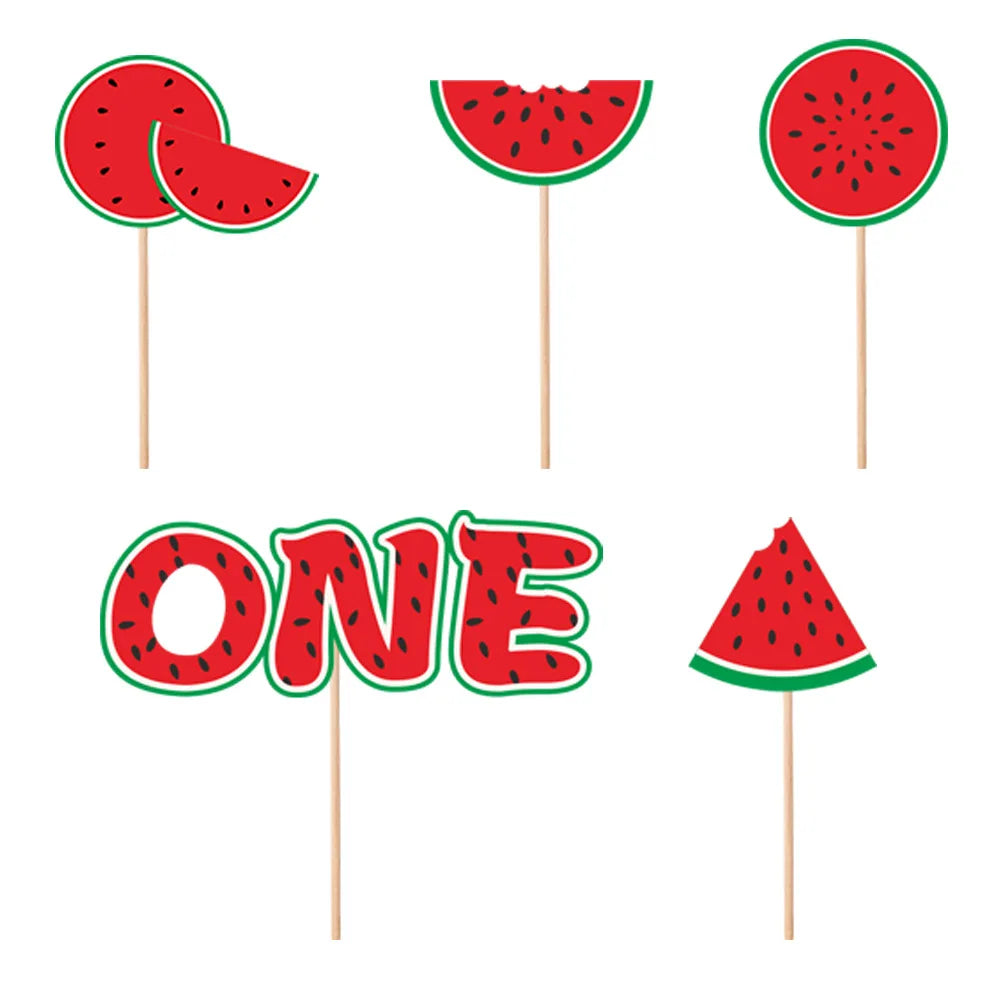 One in a Melon Cupcake Topper Baby Kids 1st Birthday Party Cake Decor Watermelon Themed Party Supplies Baby Shower Girl Birthday Good Vibrations