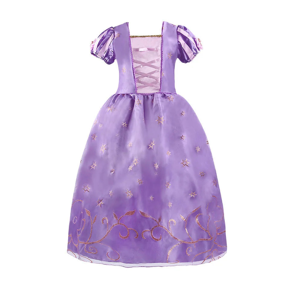 Disney Kids Princess Costume Elsa Anna Halloween Dress Girl Jasmine Moana Dinner Dress Rapunzel Mermaid Pageant Disguise 3-10Y Good Vibrations