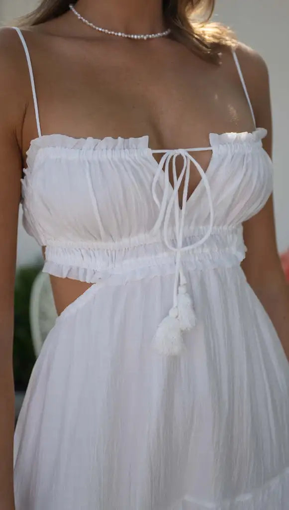 Trendy Casual Summer White Dress for Women Cover-ups Outfits New Boho Hippie Chic Long Maxi Dresses Elegant Party Beachwear Good Vibrations
