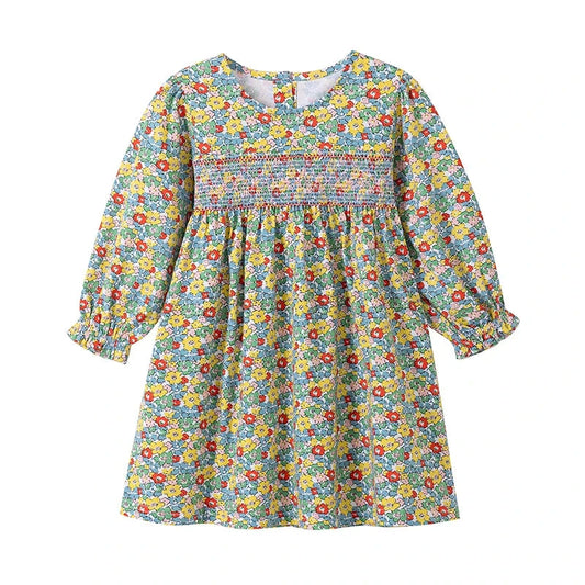 Little maven Kids Clothes Children's Clothing 2025 Autumn Cotton Baby Girls Cartoon Ballet Dancer Long Sleeves Dresses 2-7 year Good Vibrations