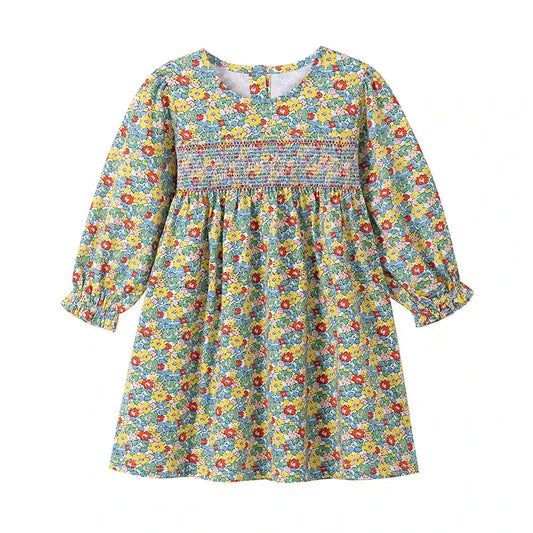 Little maven Kids Clothes Children's Clothing 2025 Autumn Cotton Baby Girls Cartoon Ballet Dancer Long Sleeves Dresses 2-7 year Good Vibrations