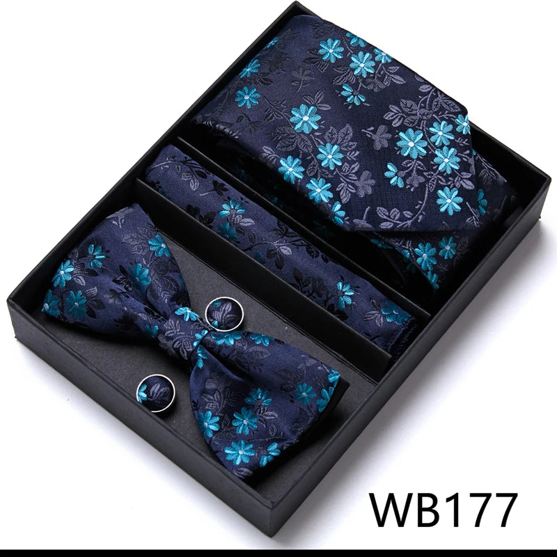Tie For Men Formal Dress Tuxedo NeckTie Handkerchief Bow Tie Set PlaisyParty Groom Wedding Butterfly Bowtie In Box Good Vibrations