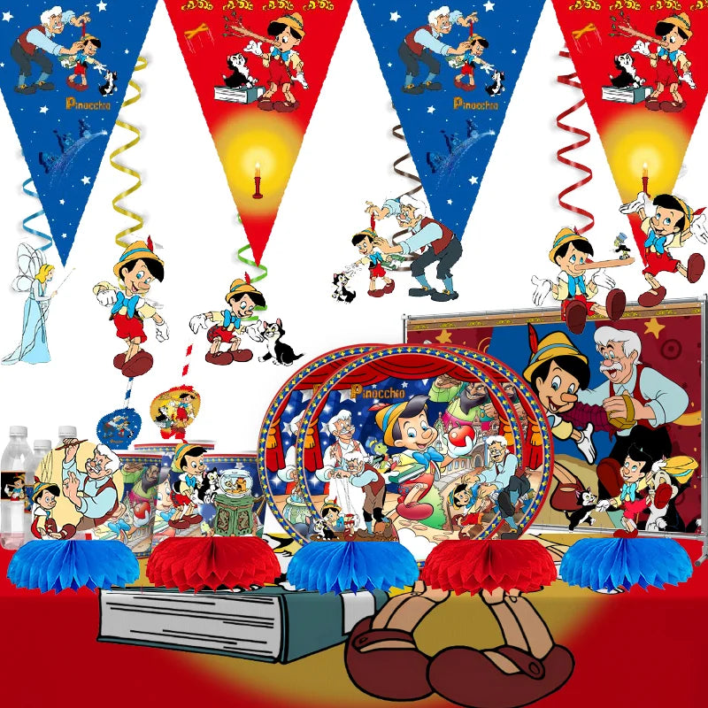 The Adventures of Pinocchio  Birthday Party Decorations Paper Tableware Cake Topper Latex Balloons Baby Shower Party Supplies Good Vibrations