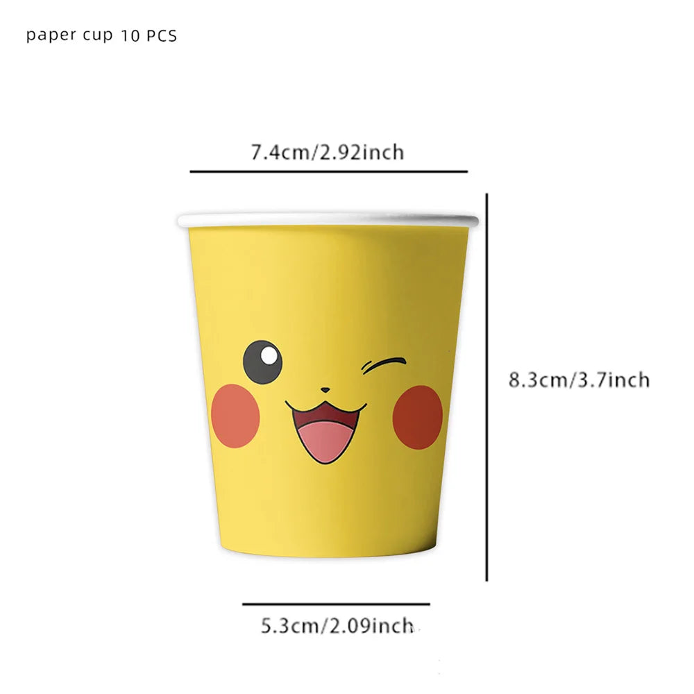 Pokemon Birthday Party Disposable Party Plates Pikachu Theme Tablecloth Character Balloon Birthday Decoration Baby Shower Suppli Good Vibrations