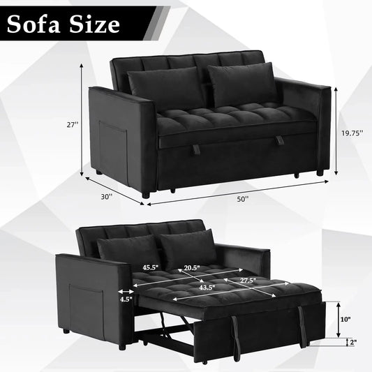 EBELLO 3-In-1 Multifunctional Modern Sofa Bed Comfortable Double Sofa With Pillows Good Vibrations