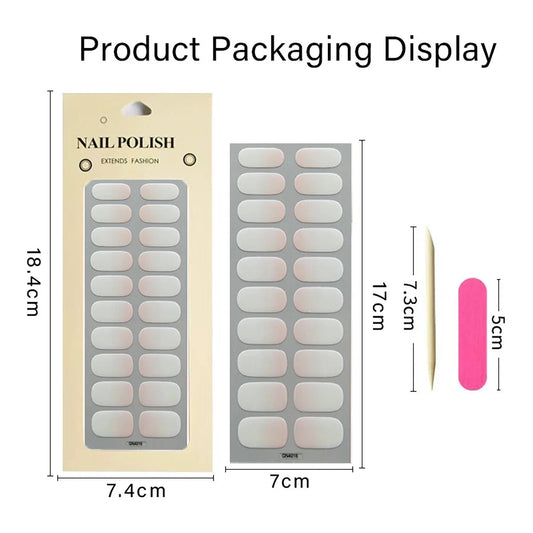 20Tips Semi-Cured Gel Nail Sticker Pure Color Uv/Led Lamp Gel Nail Polish Wraps Long-Lasting Full Cover Gel Sticker Nail Decor Good Vibrations