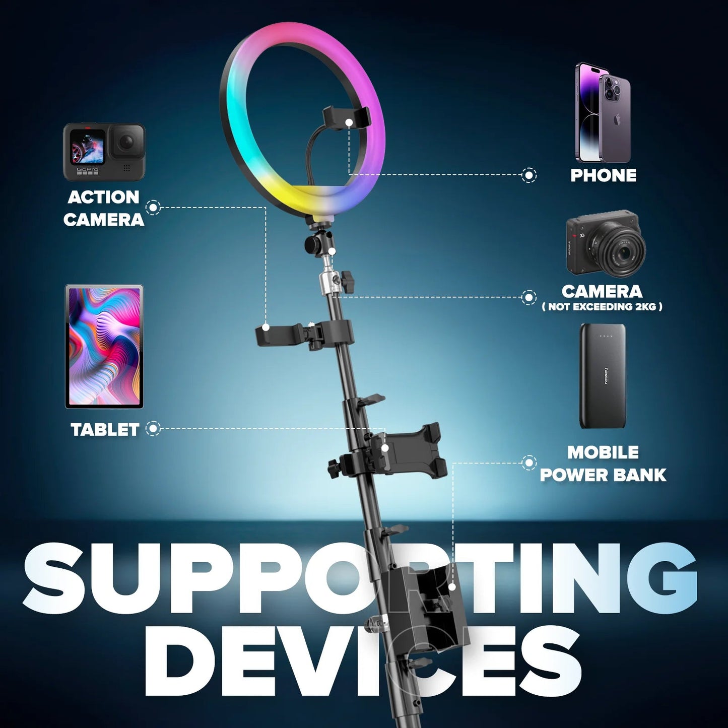 360 Photo Booth 39.4" with RGB Ring Light 360 Photobooth with App Control 360 Rotating Photo Booth Machine for Parties Events Good Vibrations