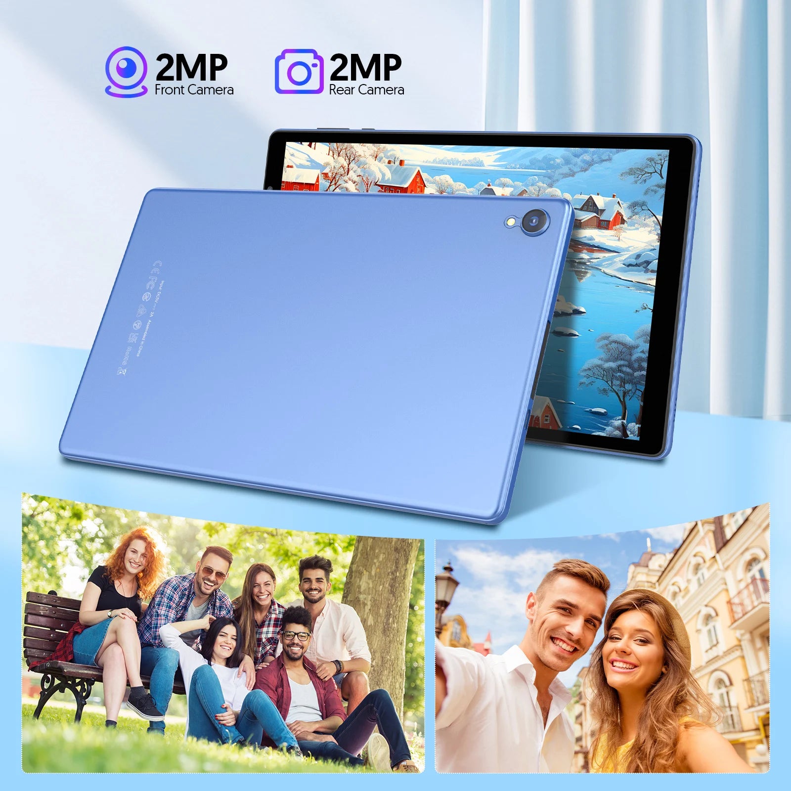 10-inch Android tablet, 4GB (2G + 2G memory expansion) RAM + 32GB ROM, 1280x800 IPS screen, dual cameras, WiFi, 6000 mAh battery Good Vibrations