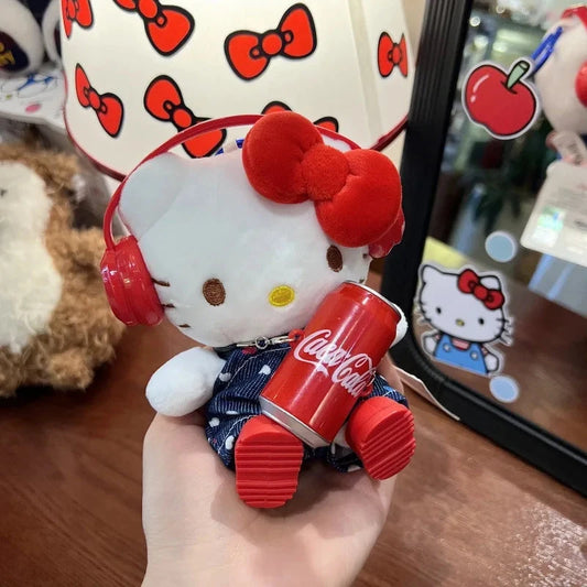 Hello kitty Doll Keychain Pack Packaging Decoration Hellokitty Hold Red Can Pendant Cute Gift Accessories Toys Good Vibrations