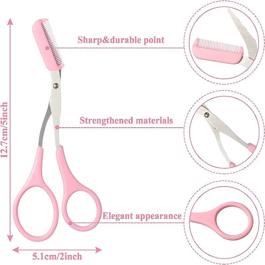 1Pcs Safe Eyebrow Trimmer Stainless Steel Eyebrow Scissors with Comb Hair Removal Shaver Eyebrows Shaping Makeup Tool Good Vibrations