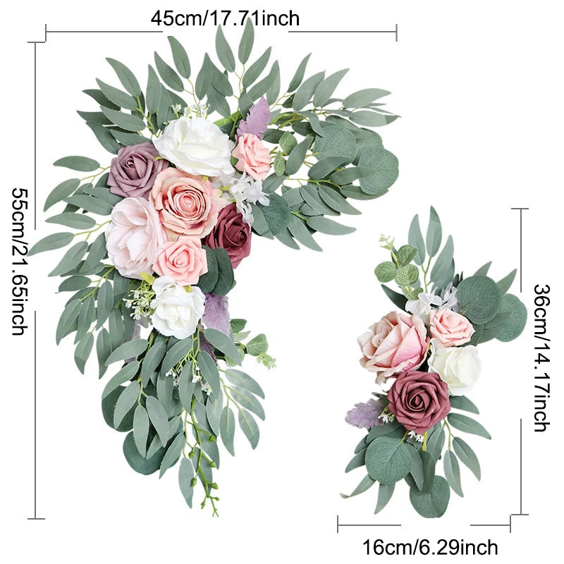 2pcs Artificial Wedding Flowers Hanging Garland Welcome Sign Backdrop Decoration Party Arches Fake Flowers Window Display Floral Good Vibrations