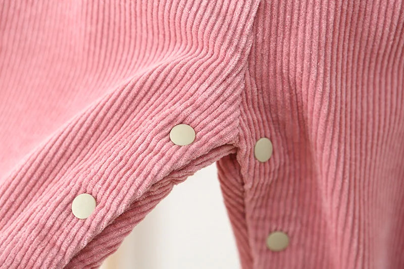 1-4Y Autumn Kids Clothes Korean Style Girls Overalls Corduroy Girls Jumpsuits Embroidery Kids Outfit Good Vibrations