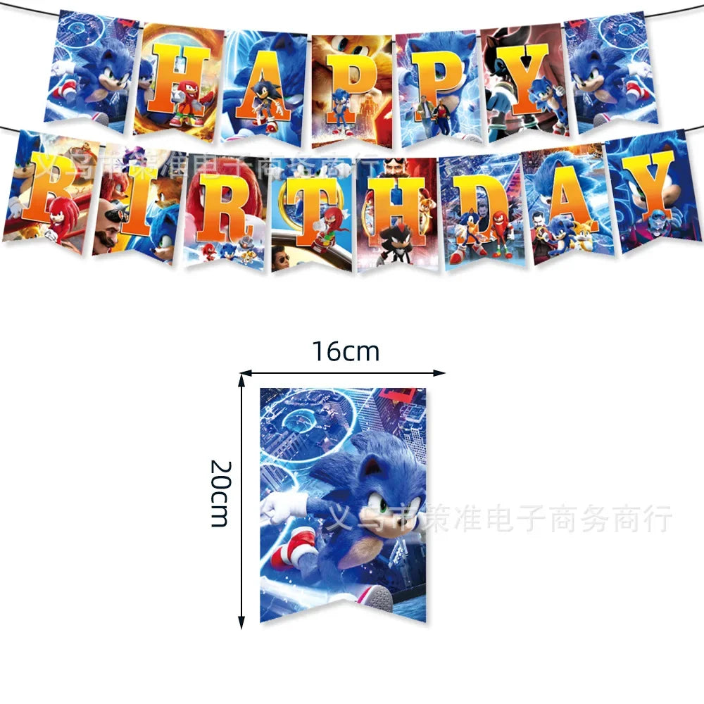 New Sonics Birthday Party Decorations Kids Party Supplies Paper Cups Tablecloth Cake Toppers Backdrop Baby Shower Decoration Good Vibrations