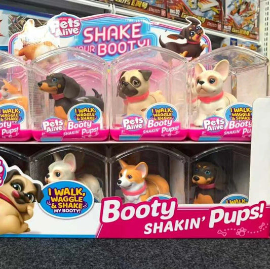 Zuru Pets Alive 2Pcs Interactive Mini Dog Toy Set with Glitter Mini pet accessories Three-dimensional corgi decorative toys Good Vibrations